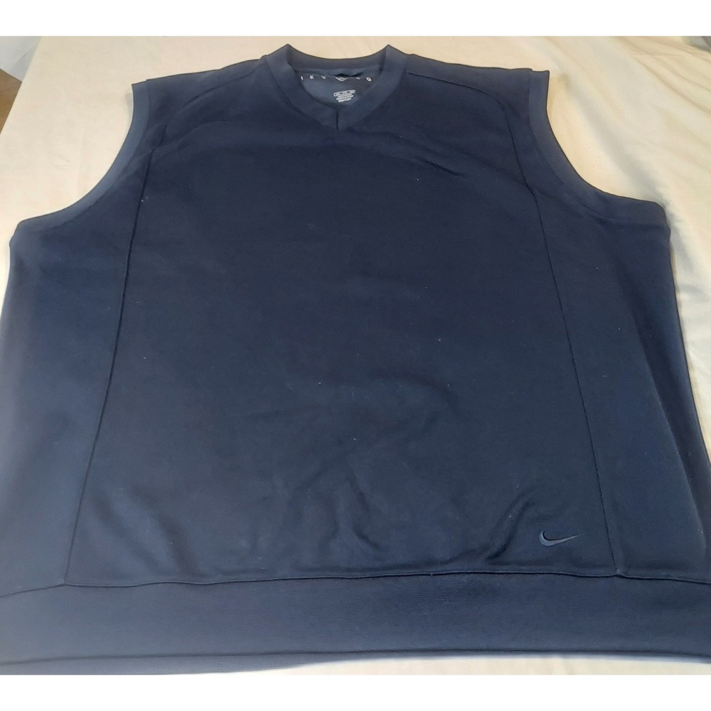 Nike Golf Fit Dry Vest Mens XXL‎ Navy Blue V-Neck Pullover Swoosh Logo RN56323